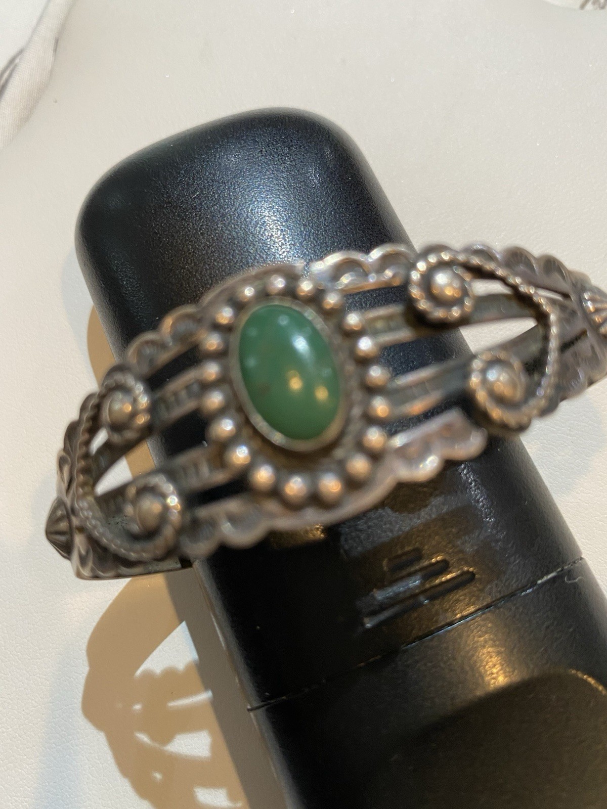 Sterling Green Turquoise Bangle - image 1