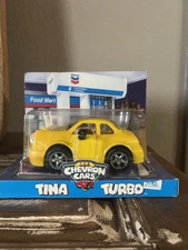 NEW CHEVRON CARS NIB Tina Turbo Yellow Collectible Toy Car 1998 Oil Memorabilia 