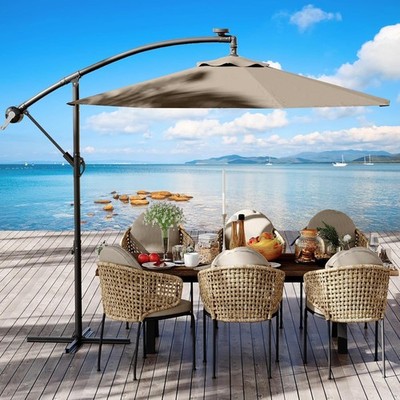 Best Choice Products 10ft Offset Hanging Outdoor Market Patio Umbrella w/ Easy Tilt Adjustment - Gray
