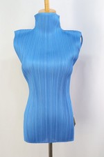 PLEATS PLEASE Blue High Neck Sleeveless Top 090 9596