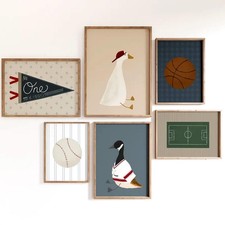 Sports Nursery Wall Art Decor Vintage Boys Room Canvas Pictures Baseball Spor...