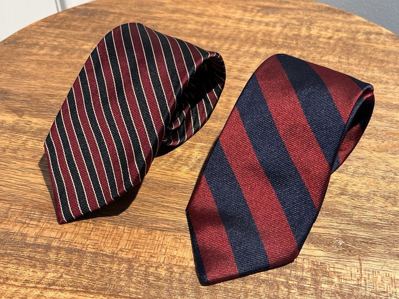 2 x Land’s End 100% Silk Repp Striped Ties Made in USA Immaculate NR