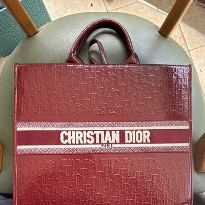 Christian Dior Burgundy Oblique Tote w/ Pouch, Strap, Charm