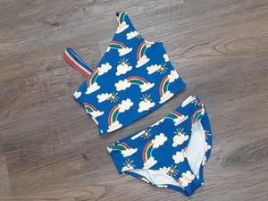 EUC Hanna Andersson girls size 130 swim set rainbow clouds blue size 8