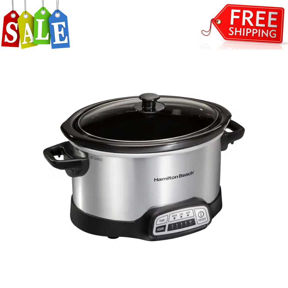 Hamilton Beach 4Qt Programmable Slow Cooker Silver Compact F