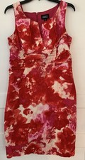 Adrianna Papell Dress Size 12 Tie Dye Red/pink/white Sleeveless V Neck