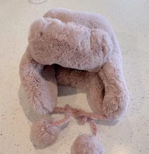LC Lauren Conrad Pink Fluffy Trapper Hat