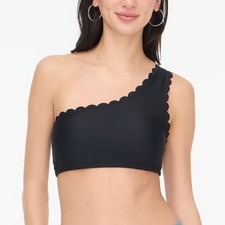 J Crew Scalloped one-shoulder bikini top Womens Medium Black