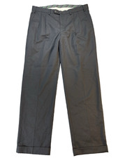 Chaps Men’s 36W 32L Black 100% Wool Dress Pants Pleated Front Regular Fit Cuffed
