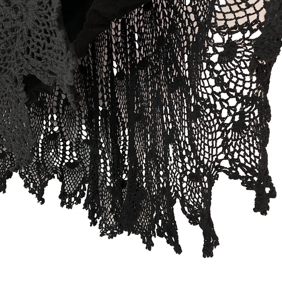Falda midi vintage años 90 encaje negro L crochet algodón boho SCULLY pura bruja Foto 3 de 4