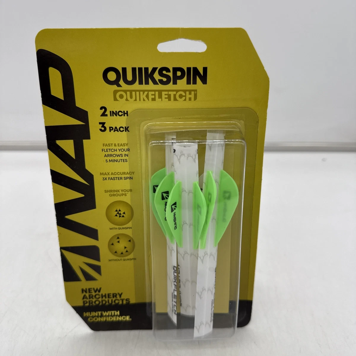 Empenne NAP Quikfletch 2 – Lot De 3, Blanc/vert, Pour Flèches De Chasse