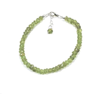 5 mm ECHTES PERIDOT FACETTIERTES RONDELL 925 STERLINGSILBER VERSTELLBARES ARMBAND