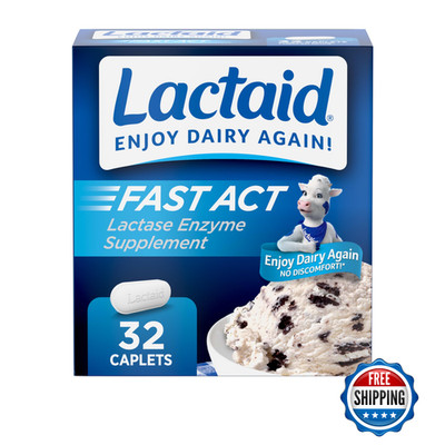 Lactaid Fast Act Lactose Intolerance Relief Caplets Lactase Enzyme 32 Pack