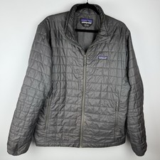 Patagonia Nano Puff Jacket Charcoal Gray Mens L Packable Hiking Travel Gorp Core