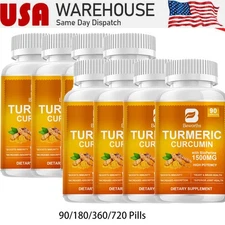 1-8X Organic Turmeric Curcumin with Ginger Black Pepper Joint Pain 1500MG