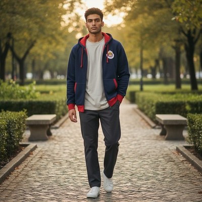 Chivas de Guadalajara Official Full Zip Hoodie Navy Blue Red Mens Large Liga MX