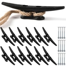 Datanly 12 Pcs Boat Cleat Open Base Dock Hot Dipped 8 Inch, Black