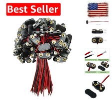 9 Volt Battery Connectors,100 PCS T-Type 9 Volt Battery Buckle Connector Hard...