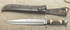 Vintage Linder Arkansas Toothpick Solingen Germany Inox Stag Knife + Sheath