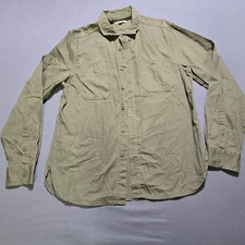 Frye and Co Men’s Button Down Shirt green Size medium Pockets military workwear