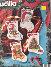 Vtg Bucilla Holiday Mini Stockings Counted Cross Stitch Kit 4Pc 83125 1994 NOS