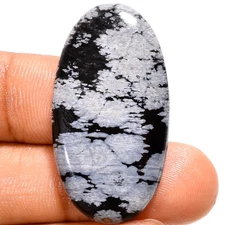 Natural Snowflake Obsidian Oval Shape Cabochon Gemstone 23.5 Ct 36X19X5mm A19022