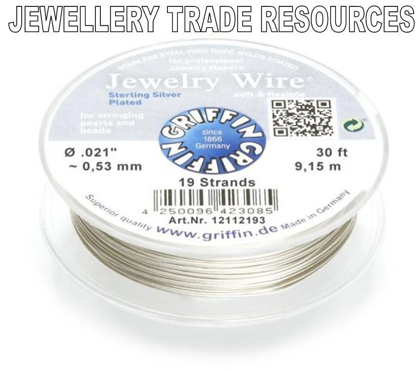 GRIFFIN SILVER PLATED STEEL BEADING JEWELRY WIRE .021