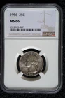 1956 Washington Quarter 25C, GEM NGC MS66 Toner, 90% Silver