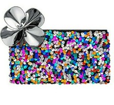 MAC Sequined Makeup Bag Cosmetic Bag Zipper Closure