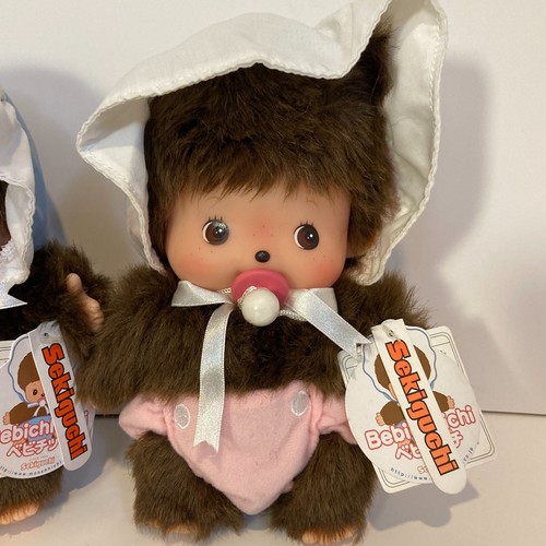 Monchhichi Bebichhichi 25cm Pair Doll Plush Toy Boy Girl Sekiguchi Japan Tag - Foto 11 di 15