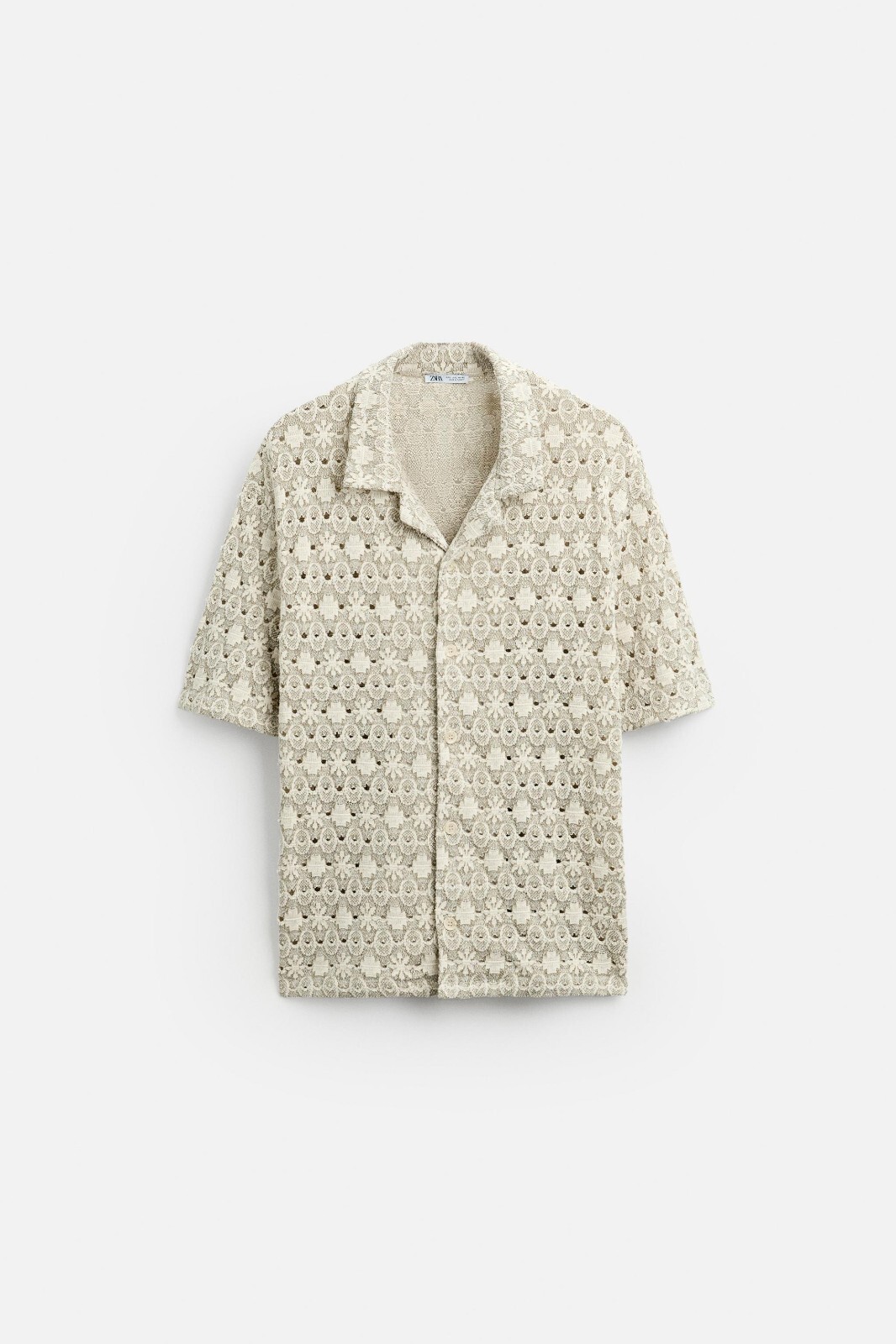 New Zara Geometric Jacquard Shirt 2795/314 Ecru S polo t knit jacket jeans tops