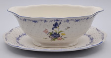 Nikko Blue Peony Gravy Boat with Interchangeable Relish/Butter Tray Underplate