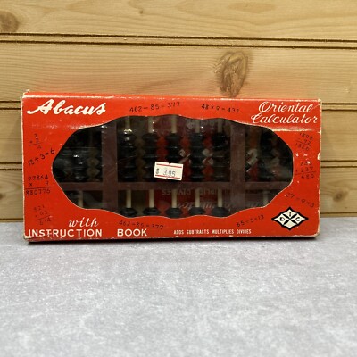 Vintage Lotus Flower Abacus Oriental Calculator with Instruction Book Hong Kong