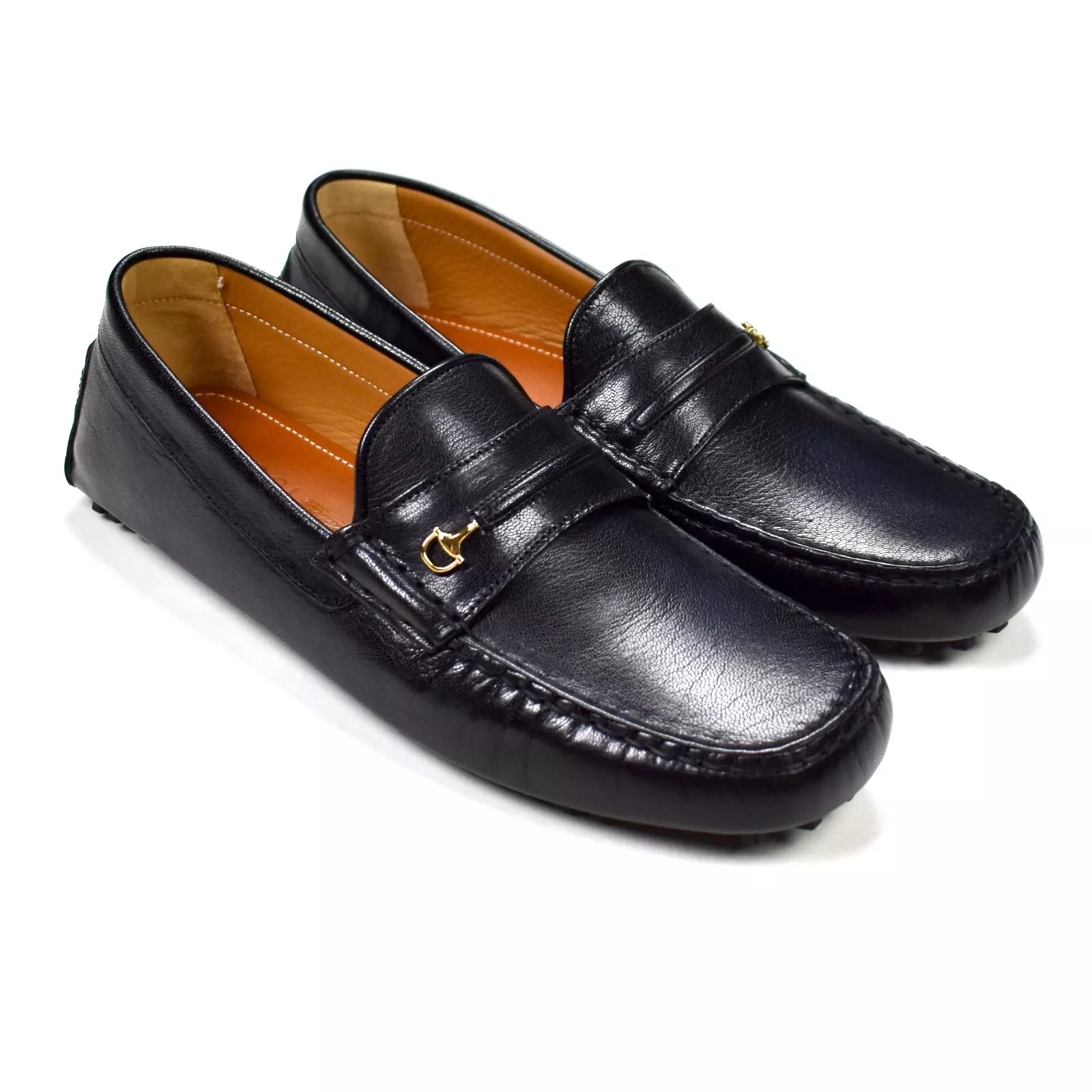 Mocassins de conduite en cuir noir Horsebit GUCCI neufs avec étiquettes chaussures 9G hommes 10 AUTHENTIQUE
