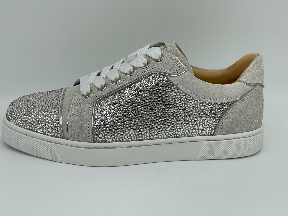 Christian Louboutin Louis Strass Women's Flat Version Silver Strass - Women  Shoes 