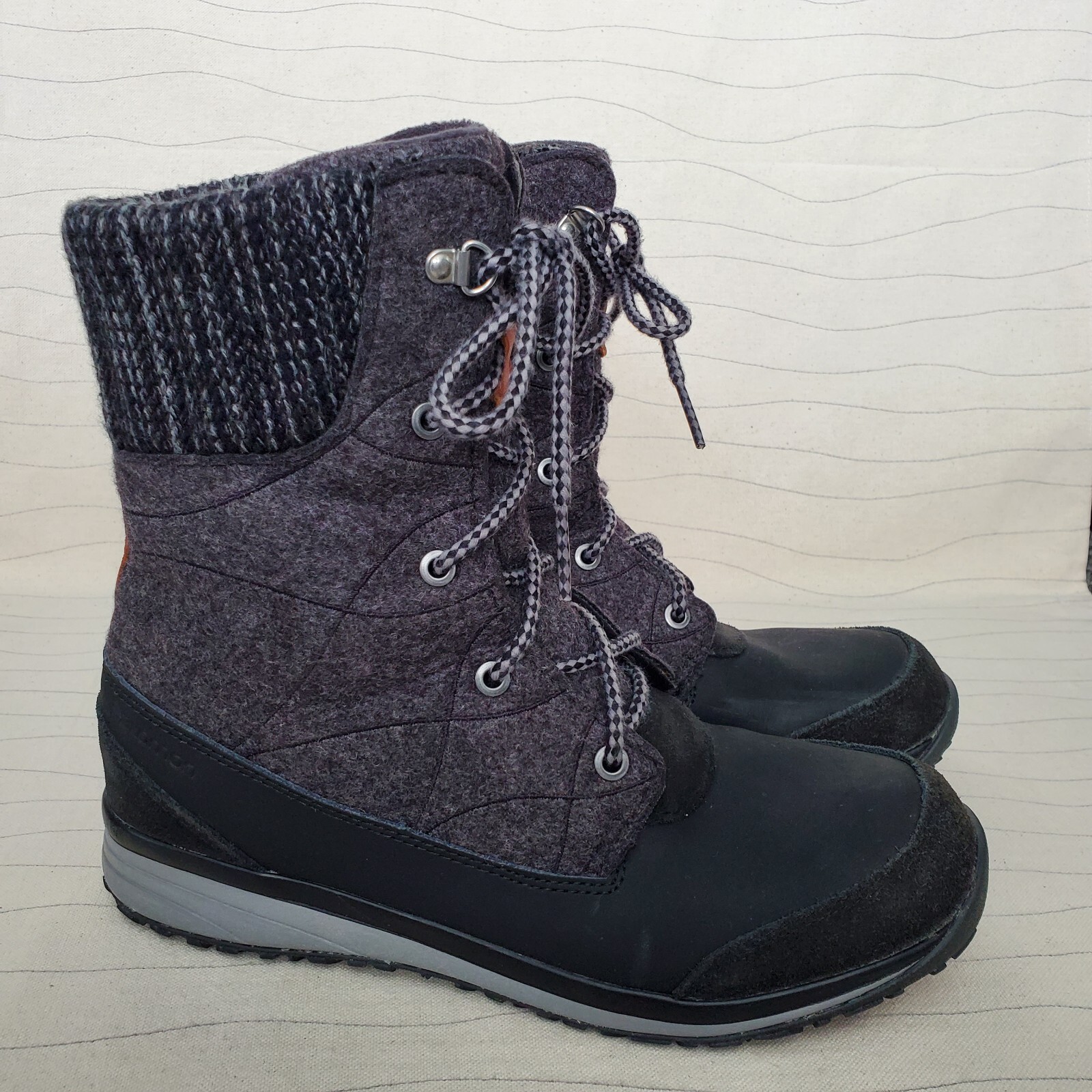 Stivali Salomon donna Hime metà inverno BLK grigi stringati calzino colletto trekker taglia 7 5