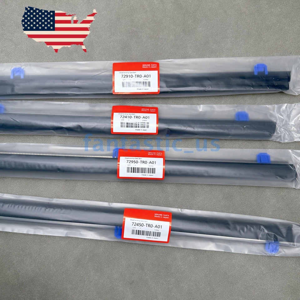 New 4PCS Weatherstrip Window Moulding Trim Seal Belt for Honda Civic Sedan 12-15 - Image 4 of 4
