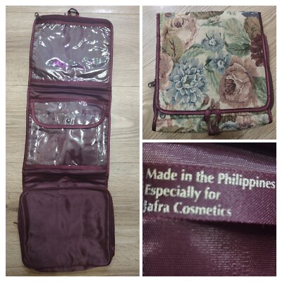 Vintage Jafra Cosmetics Makeup Travel Bag NEW Tapestry fabric 