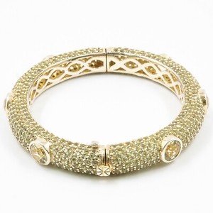 Authentic 34.94ctNatural Lemon Quartz and Peridot 925Sterling Sliver Bangle in Gold Plated