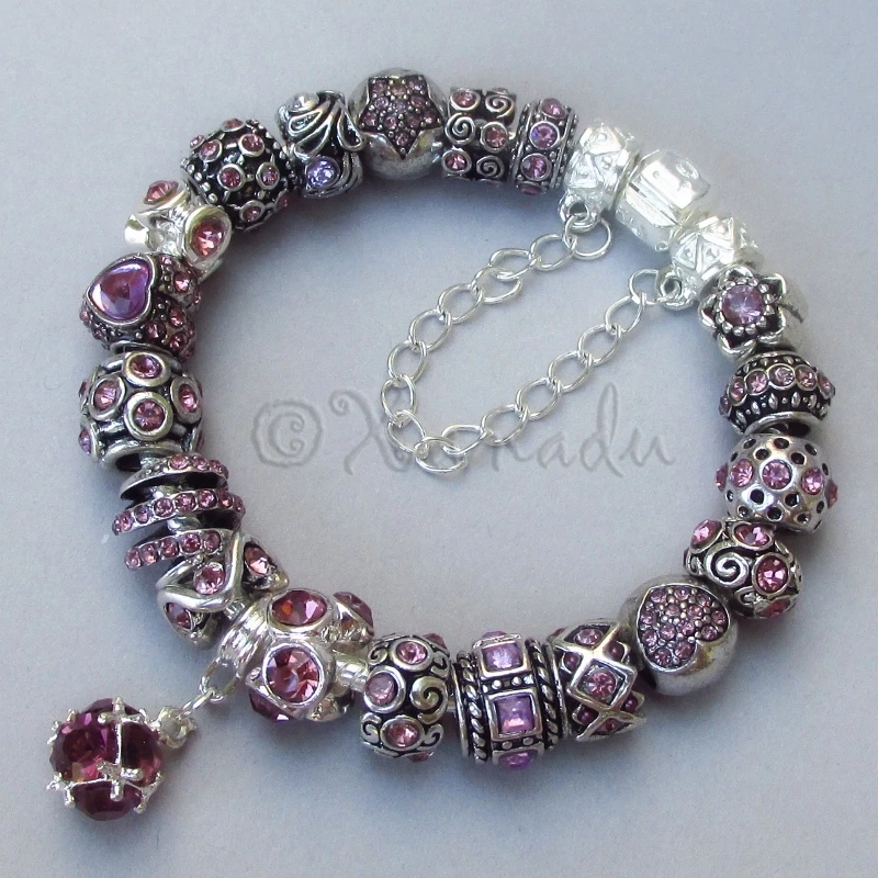 Pulsera con dije europeo piedra natal junio alejandrita púrpura lavanda Foto 2 de 4