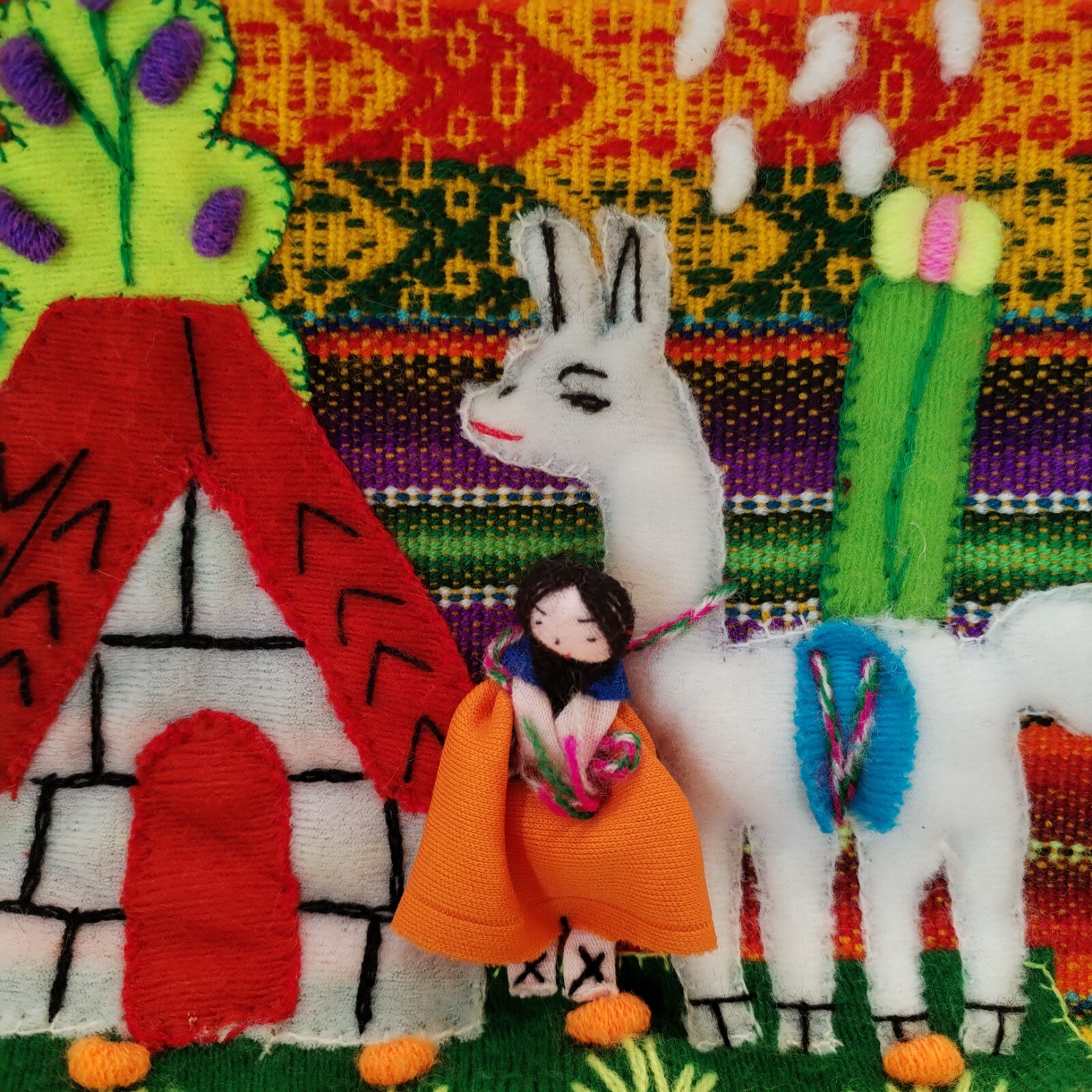 Peruvian Mini Small Backpack Embroidery Llama Gir… - image 3