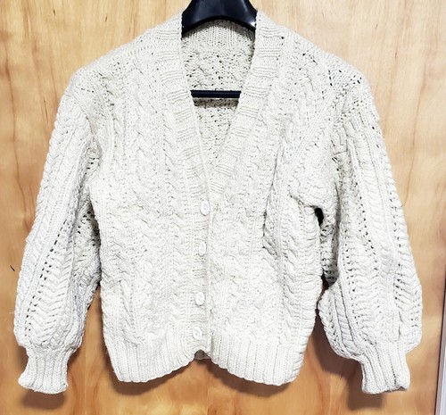 HANDMADE KNITTING WHITE GIRL SWEATER CARDIGAN - Picture 3 of 14