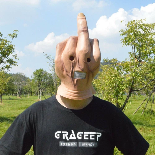 Halloween Middle Finger Mask Halloween Middle Finger Head Mask Latex Full Head - Picture 11 of 18