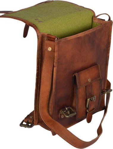 Mens Genuine Vintage Brown Leather Messenger Bag Shoulder Laptop Bag Briefcase@ - Picture 6 of 6