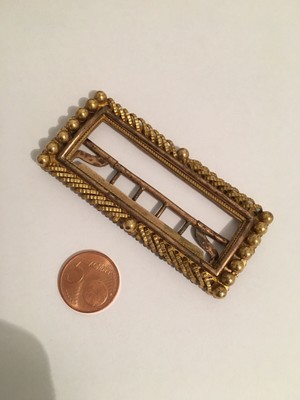 Boucle De Ceinture Ancienne XIXe Siècle En Métal Doré - Bon état