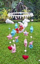 Baby Bed Mobile Crib Cot Mobile Nursery Decoration Handmade New Pink Moon Teddy