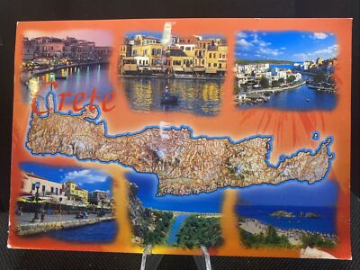 Postcard Greetings from Greece Map And Multi Views C2