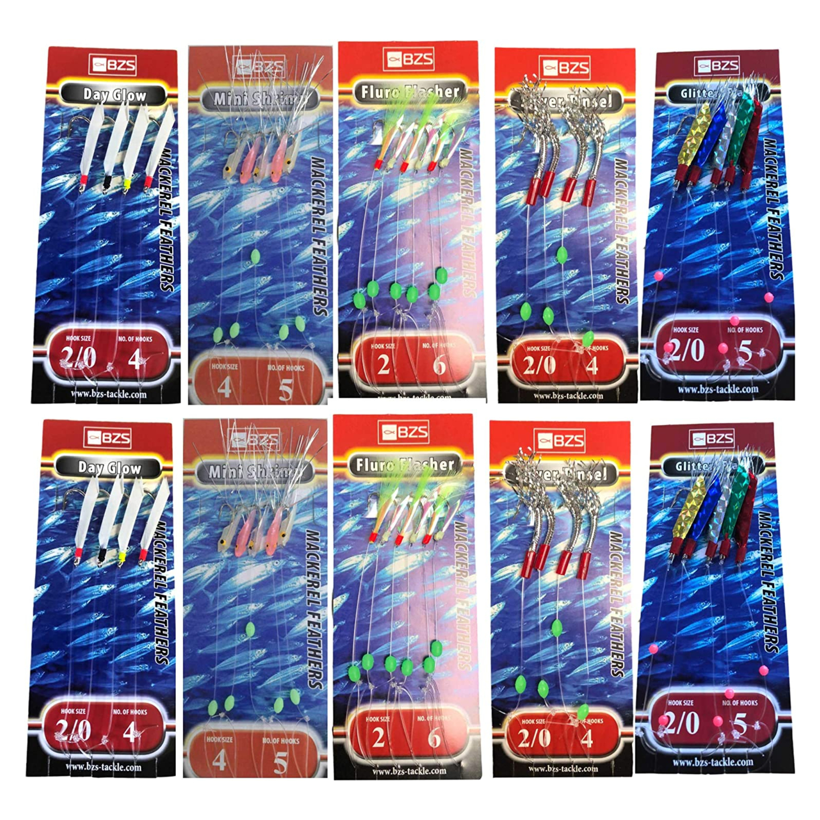 BZS Mixed Mackerel Feathers Rigs Hooks for Sea Fishing Selection(5