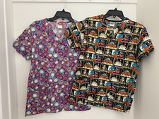 Halloween Nurse Scrub Uniform Tops Lot of 2 Size XS Holiday - Pumpkins Ghosts