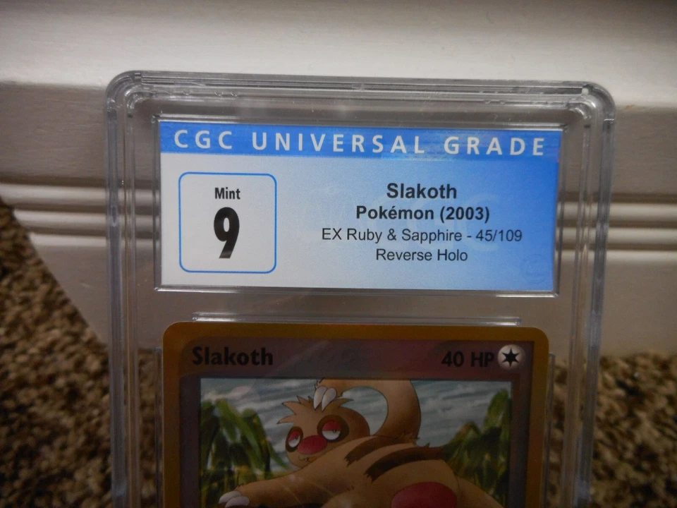 Slakoth cgc 9 MINT REVERSE HOLO EX Ruby and Sapphire E-Reader 45/109 psa Pokemon - Image 2 of 3